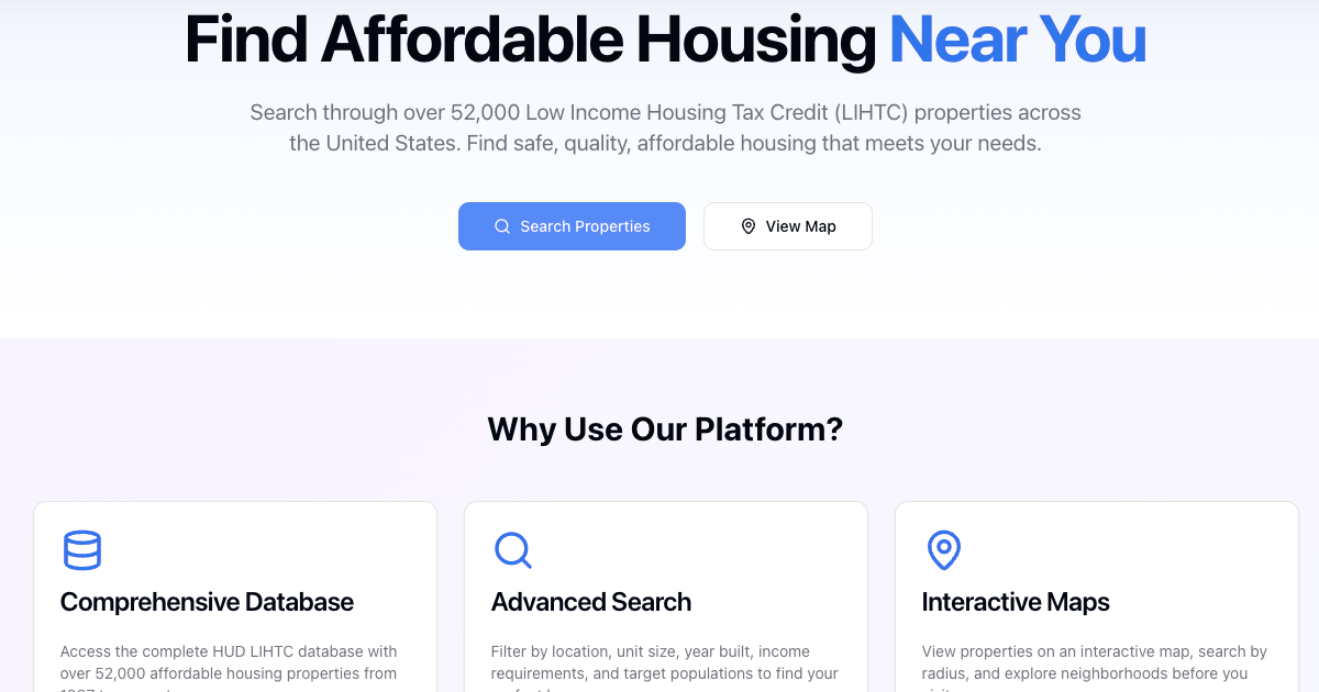 Find Affordable Housing Near You - 52,000+ LIHTC Properties